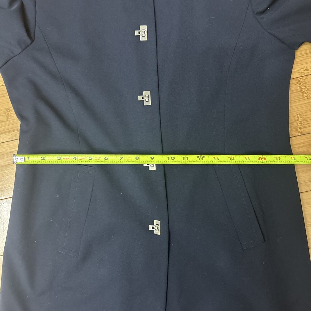 Vintage Rena Rowan Navy Coat Dress Geometric Buttons Cool Girl Sz 8 - Picture 6 of 9